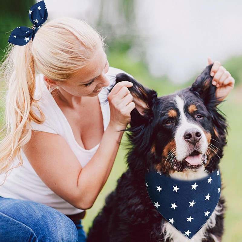 E-Clover 4th of July Dog Bandanas & Matching Scrunchie Set