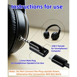 GELRHONR USB C to 3.5mm Audio Adapter, Type C Female to 1/8 "TRRS Male Headphone Jack Adapter, 16Bit/48Khz High Fidelity Audio Converter with PC, Laptop, Phone 2Pack (USB C F to 3.5mm M)