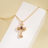 Apsvo Cross Necklace for Women, Gold Cross Pendant Chain Projection