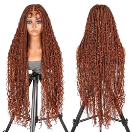 SuperNova #Gray 36" Full Lace Bohemian Box Braided Synthetic Wig, Premium Quality, Wavy, Lightweight & Natural Look - Ideal for a Stylish Hair Transformation - Hair Color: #350