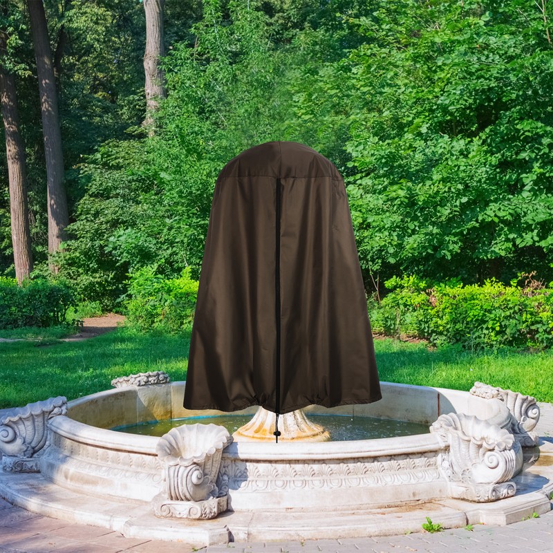 Garden Fountain Statue Protective Cover Silver Coated Oxford Cloth Waterproof