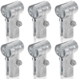 Acshio Set of 6 End Rail Clamps, 1-3/8" x 1-3/8" T Clamps Chain Link Fence Parts, Galvanized Steel End Clamp T Pipe Clamp Connector for 1-3/8" OD Pipe, Bolts Nuts Included