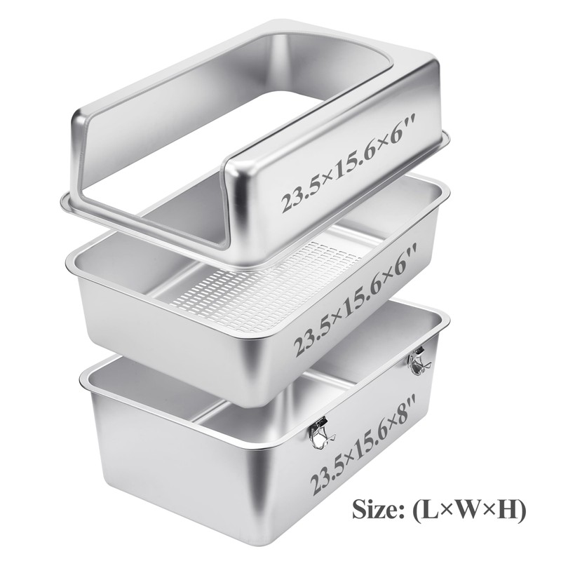 Sorstrem 8" Sifting Cat Litter Box with Lid Stainless Steel