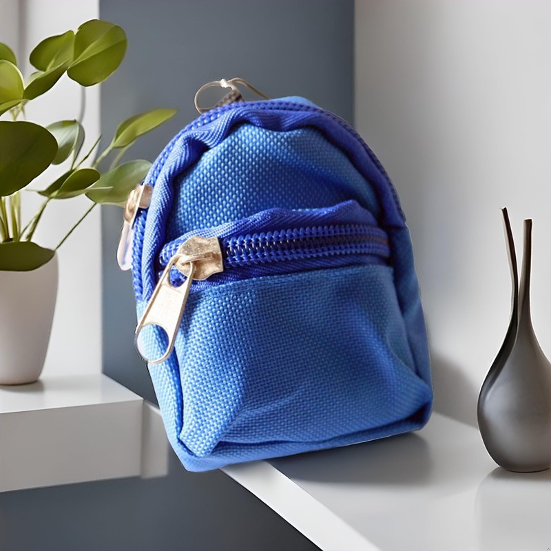 Labriciyon 1Pc Blue Mini Doll Backpack School Bag Model Dollhouse