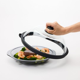 OEC Lightweight Microwave Lid – Tempered Glass Splatter Cover with Steam Vent, Completely Plastic-Free, BPA-Free (9.5"), Fits Most Plates and Bowls