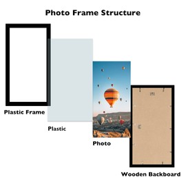 JCJMY 8x17 Black Picture Frame for Poster Photo, Horizontal & Vertical Formats, Wall Hanging, 8 x 17 Wall Gallery Poster Photo Frame