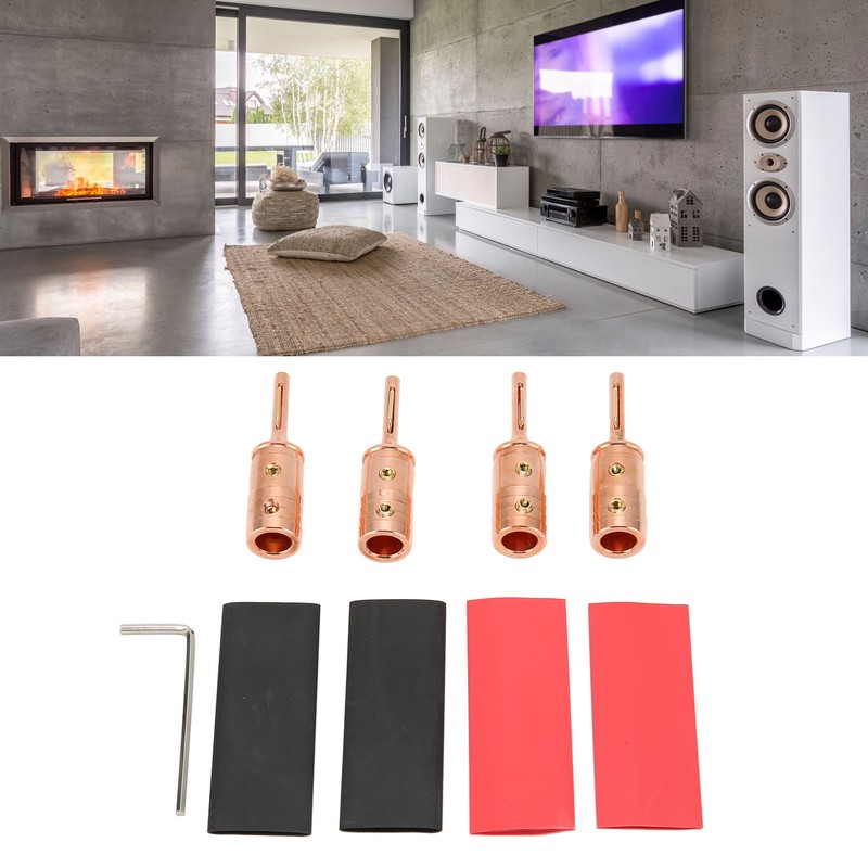 4Pcs Speaker Banana Plugs Pure Copper Male Speaker Wire Connector
