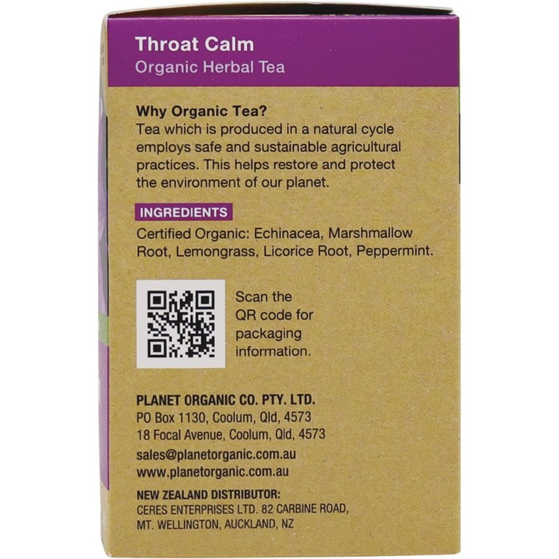Planet Organic Organic Throat Calm Herbal Tea x 25 Tea