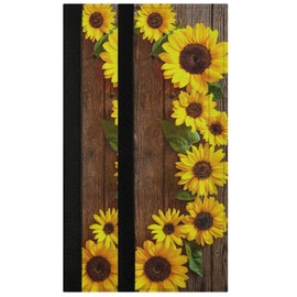 Oarencol Sunflower Refrigerator Door Handle Covers Yellow Flower Wooden Set of 2 Kitchen Appliance Decor for Fridge Oven Dishwasher