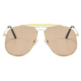 willochra Oversized Pilot Square Sunglasses For Women Men Vintage 70s Polygon Sun Glasses Ladies Double Bridge Shade Eyewear (C2)