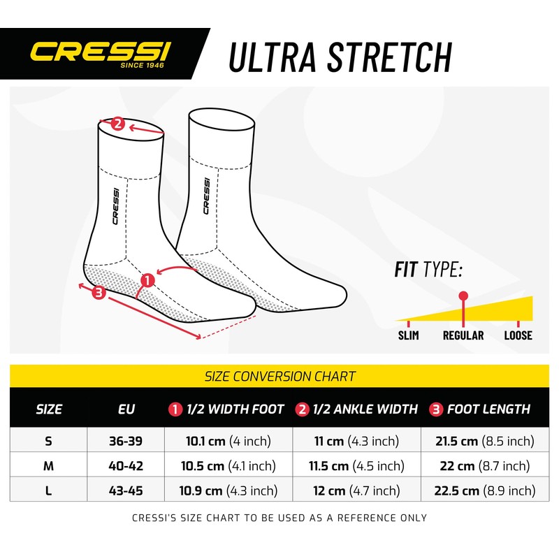 Cressi Ultra Stretch Neoprene Socks 1.5mm Neoprene Socks - Grey,