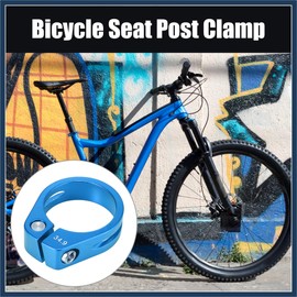 INFINAUTO 34.9mm Aluminium Alloy Bicycle Seat Post Clamp Seat Post Clip Blue Durable Material Stylish Design