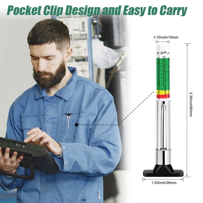 LICQIC Tyre Tread Depth Gauge UK, Color Coded Car Tire