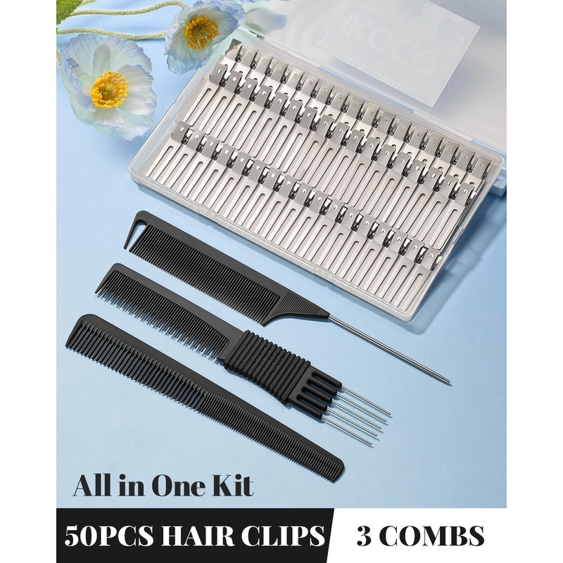 50Pcs Pin Curl Clips, IKOCO Hairdressing Double Prong Hair Clips