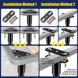 Olldag 6 Pcs Adjustable Height Bed Support Legs [with Screws] 3.15-4.72 Inch, Metal Heavy Duty Bed Replacement Legs Bed Slats Support Legs for Bed Frame/Bed Center Slat/Furniture (Black)