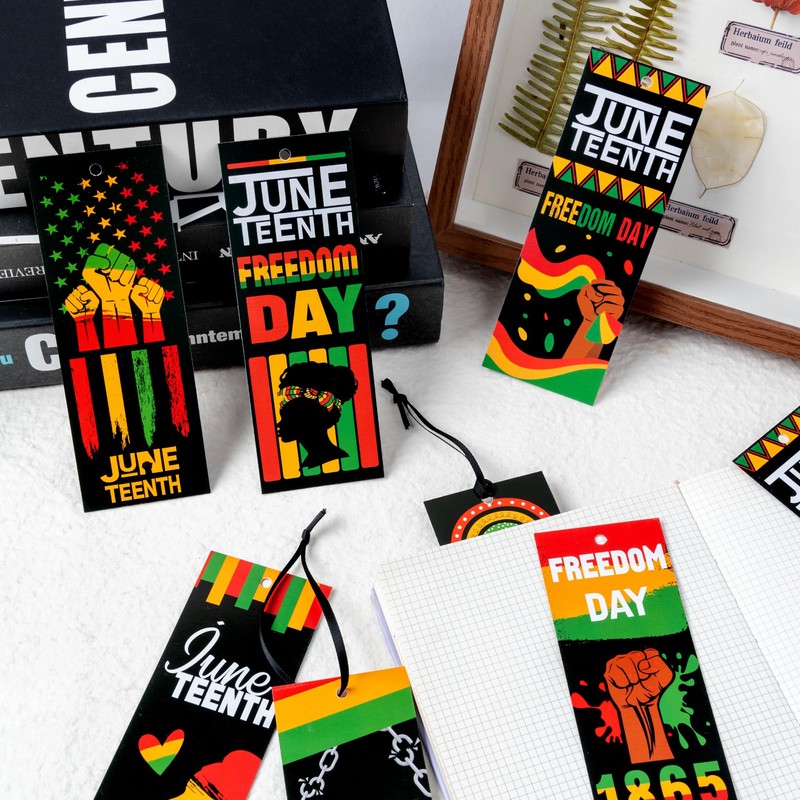 Haooryx Juneteenth Bookmarks - 120Pcs 1865 Juneteenth Bookmarks with Ribbon
