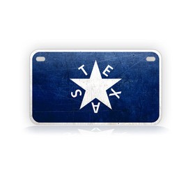 Texas De Zavala Flag Motorcycle-Sized License Plate Antique Lone Star State TX Tag