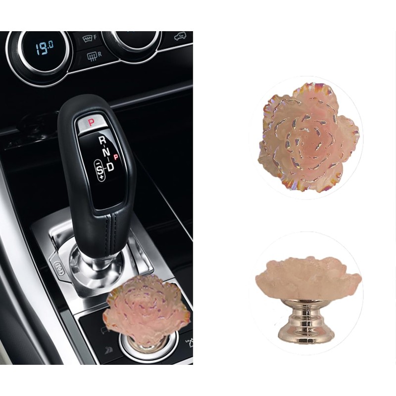 Push to Start Button Cover，Engine Start/Stop Resin Flower Starter Cover,Pink