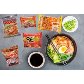 HCG MAMA Top Ramen Instant Noodles With Chopsticks, Mama Party Time 15 packs Mix
