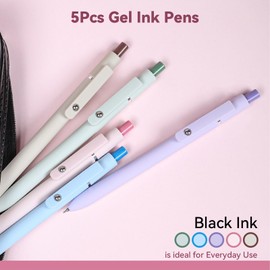 ACEES Gel Pens, 5Pcs 0.5mm Fine Point Black Ink Pens With Smooth Wirting,Qucik Dry Pens For Journaling, Cute Nice Aesthetic Pen, Office School Supplies for Women Men Student(Sugar)