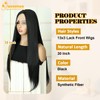 Queentas Long Black Straight Wigs for Women 13x3 Lace Front