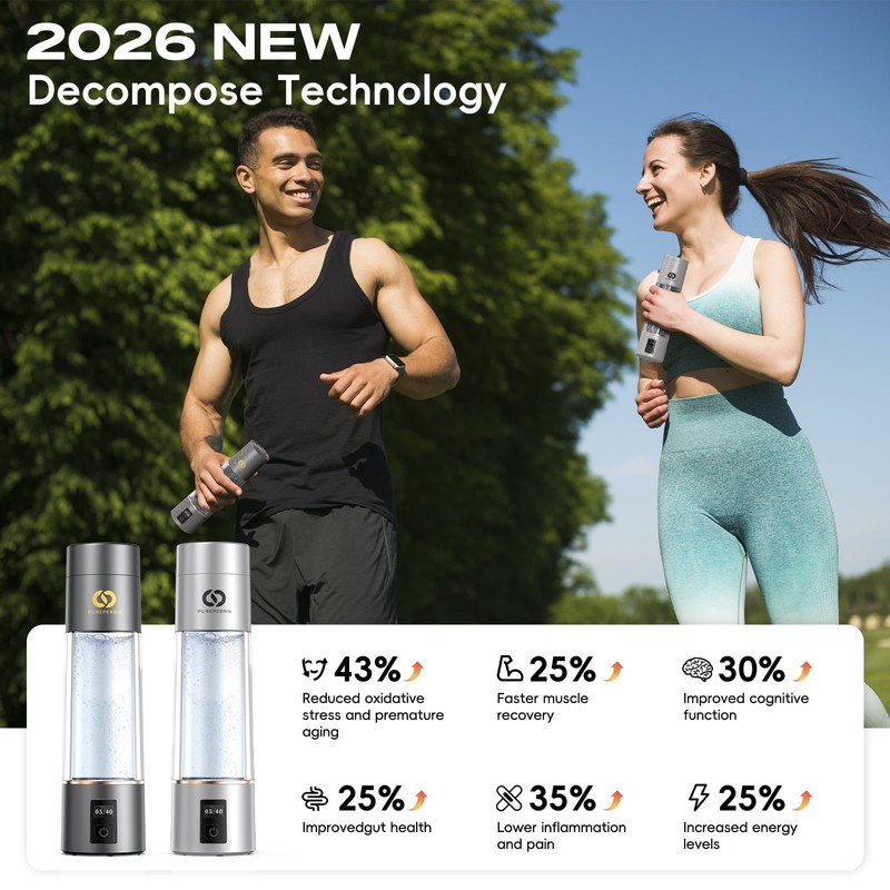 PUREPEBRIX Hydrogen Water Bottle Generator - Up to 6400 PPB,
