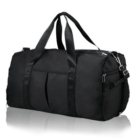 DAYGOS Gym Sports Duffle Bag - Waterproof Travel Duffel Bag with Wet Pocket and Shoes Compartment Overnight Weekender Bag for Women and Men(Black)