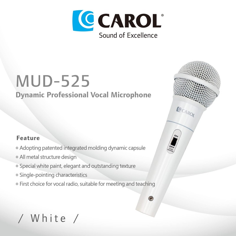 CAROL MUD-525 White XLR Wired Vocal Microphone for Karaoke –