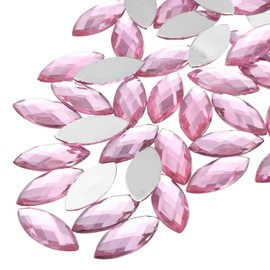 sourcing map 30 Pcs Acrylic Horse Eye Gems, Light Pink Rhinestones 20x9mm Flat Back Gems Flat Back Crystal Rhinestones Bulk Gems for Crafting Rhinestones for Clothes Crafting Bedazzling Nails