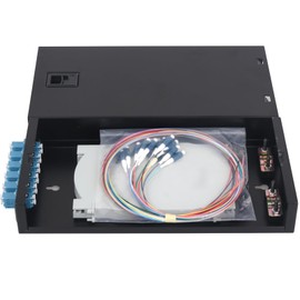 Xunsomten-6 Duplex Singlemode 12 Port LC Rack Mount Enclosure Box + Splice Trays Fiber Cables LC-UPC Kit (Includes Pigtails and Couplers)