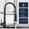 ZSW Kitchen Faucets with Pull Down Sprayer Black Spring Commercial