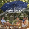 "Solar-powered 9.7 ft Navy Blue Patio Umbrella with 3 Tier