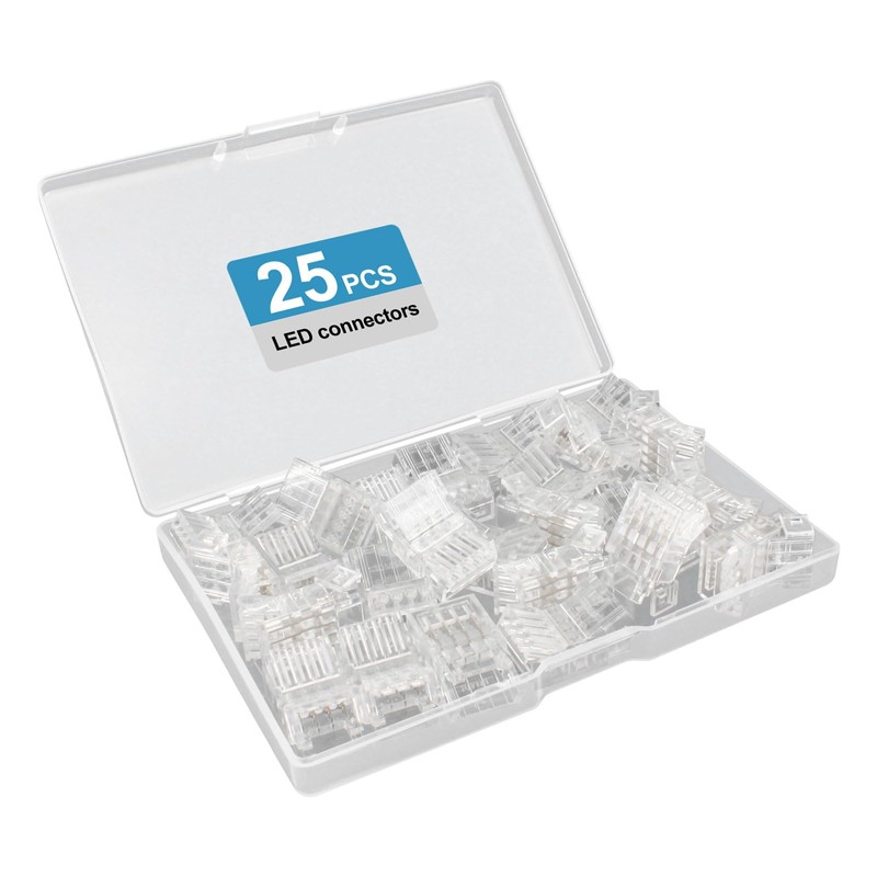 RGBZONE 25Pcs 4 Pin 10mm LED Connectors Gapless Solderless LED