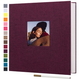 potricher Large Photo Album Self Adhesive 3x5 4x6 5x7 8x10 Pictures Linen Cover 40 Blank Pages Magnetic DIY Scrapbook Album with A Metallic Pen (Purple, 11x10.6 inch 40 Pages)