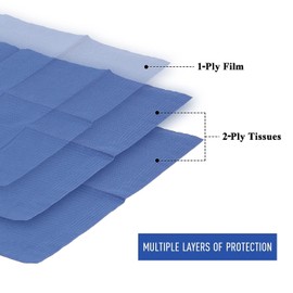 JMU 250 Pack Dental Bibs, 3-Ply Dental Bibs Disposable Tattoo Bibs Table Covers 13" x 18", Navy Blue