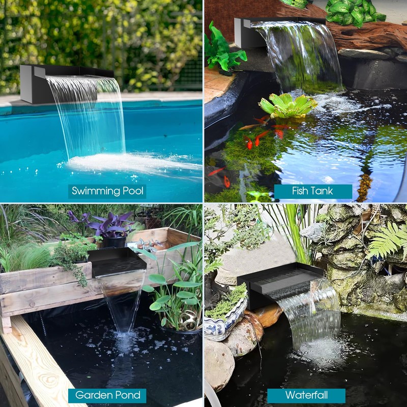 POPOSOAP Pond Waterfall Spillway with Pump Kit, 304 Stainless Steel