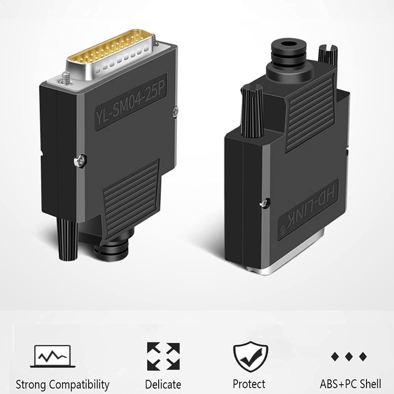 PENGLIN 2PCS DB25 Solderless Male RS232 D-SUB Serial Adapters, 16mm