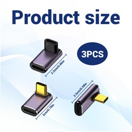 Right Angle USB C, USB C Right Angle Adapter, 90 Degree USB C Adapter, Middle Angle and Side Angle 90 Degree Right Angle Type C, Compatible with Thunderbolt 3/4 and with USB Type C Interface Devices