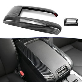 LIHAIPAI Armrest Cover Highlander Accessories Compatible with Toyota Highlander 2020 2021 2022 2023 - Scratch Proof Center Console Trim Protector, Glossy Carbon Fiber Style Arm Rest Cover Kit