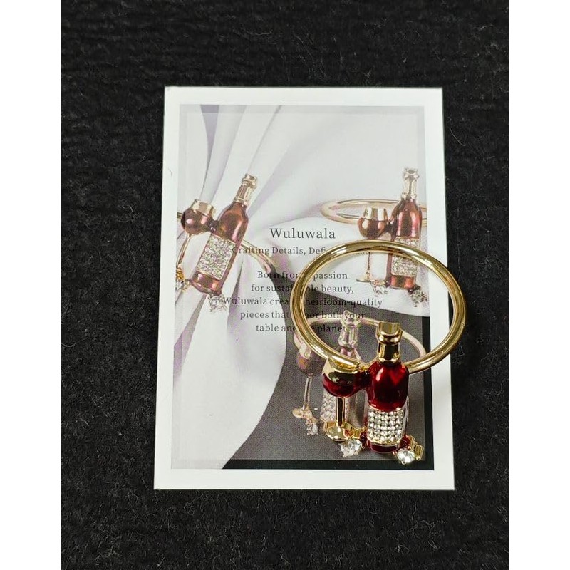Wuluwala Napkin Buckle Holder 6Pcs Wine Bottle Wine Glass Napkin