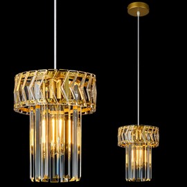 BBLLWJ Modern Pendant Light Gold Pendant Lights Crystal Chandeliers Adjustable Pendant Lighting Fixture for Kitchen Island Living Room Corridor Bedroom (Gold 1-Light)