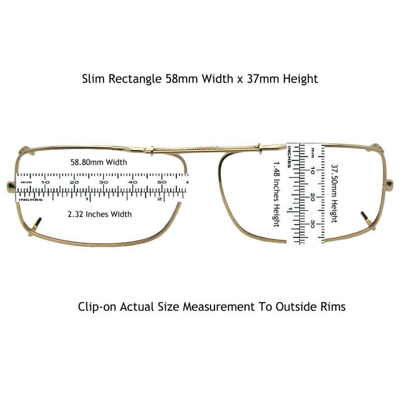 Slim Rectangle Polarized Clip On Sunglasses (Dark Bronze-Polarized Amber Lens,