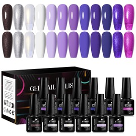 MTSSII 12PCS Gel Nail Polish Set,UV/LED Soak Off,12 Colors Gel Nail Kit Art Design Soak Off UV LED,Nail Art Design Gifts for Women (Set-9, 12pcs)