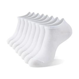 MONFOOT Men's/Women's 4 Pairs Thin Cotton Low Cut Ankle Socks, White Large Multipack