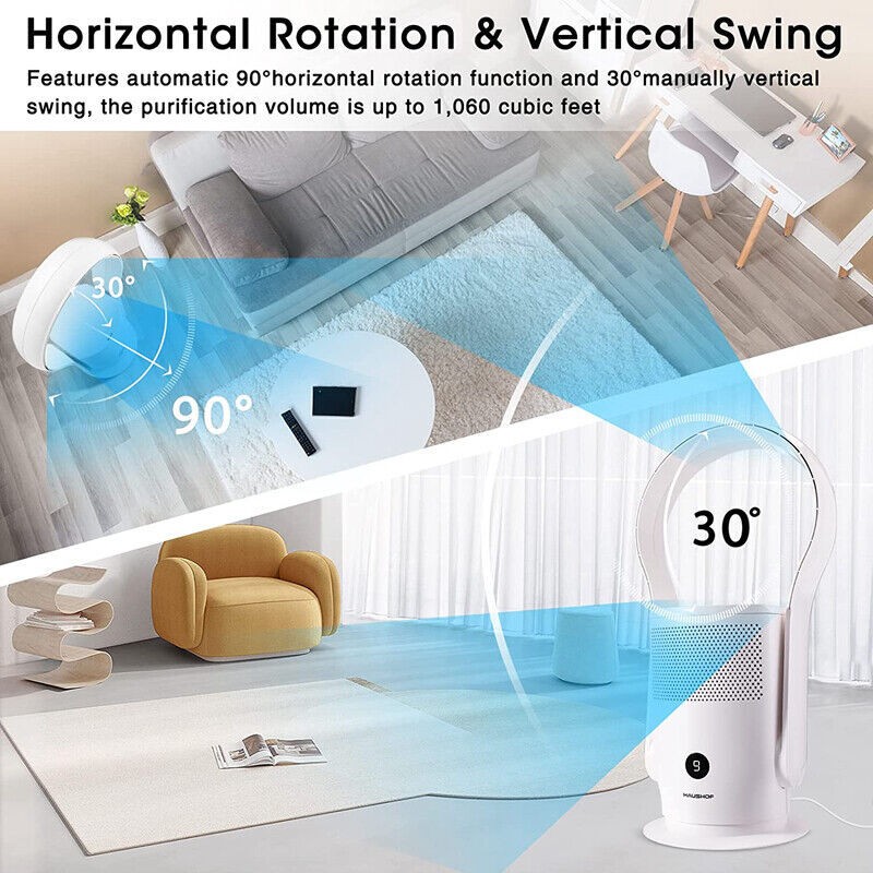 HAUSHOF Bladeless Tower Fan Air Purifier Conditioning Fan,Remote Touch Control