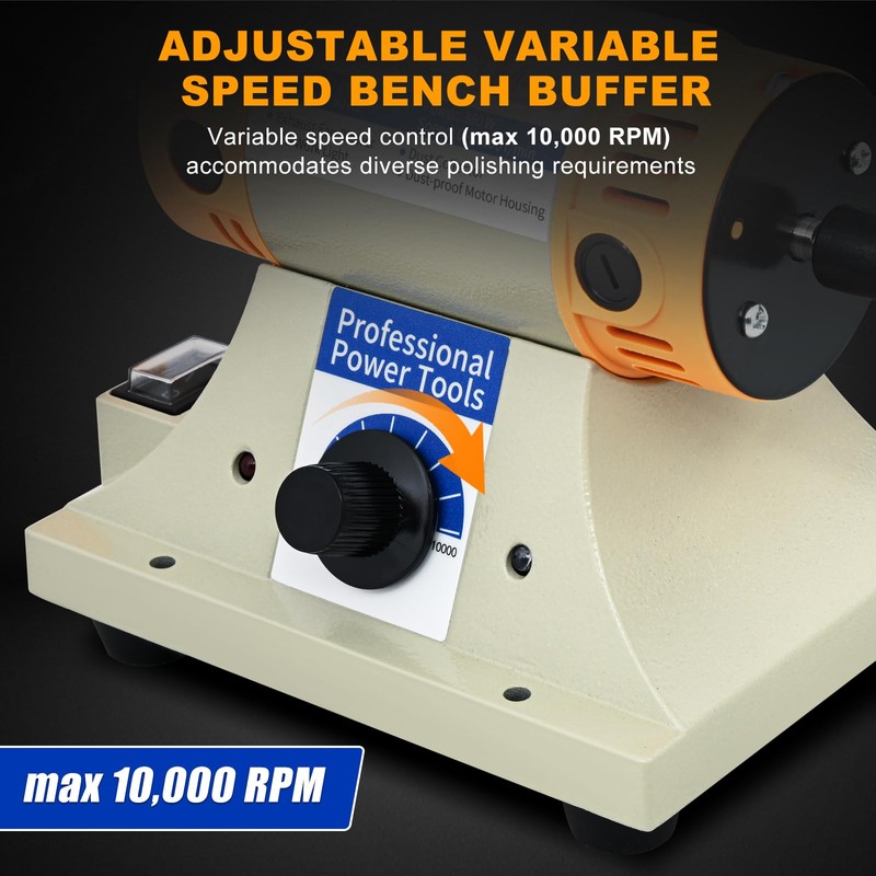 Angelbecke Jewelry Polisher, Adjustable Speed Polishing Machine, Multi-Function Bench Lathe