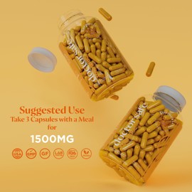 Turmeric Curcumin with 95% Curcuminoids & BioPerine Black Pepper | 1500mg | Joint Support Supplement | Non-GMO Gluten-Free - 240 Capsules