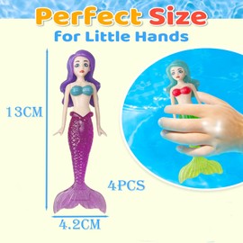 4Pcs Diving Mermaids Toys Swimming Pool Toys Sinking Toys Swimming Sinkers for Kids,Mermaid Underwater Diving Toys,Bath Mermaid Water Toy Underwater Pool Training Toys Gifts for Girls Boys Pool Games