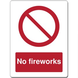 Red Circle Prohibited Act Metal Sign For Office Work Site School 15cm x 20cm - No fireworks