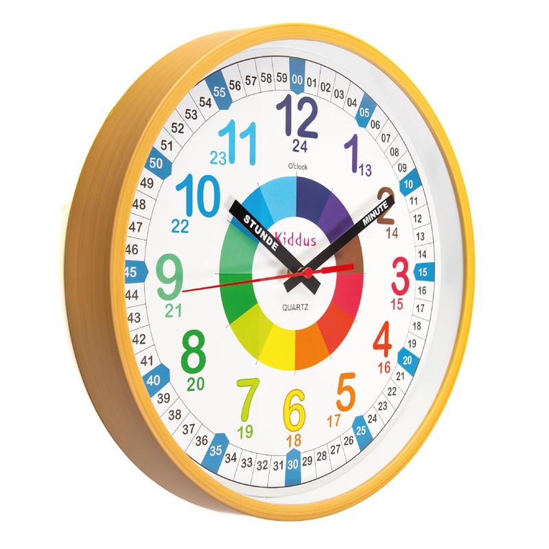 Kiddus Children's Wall Clock, Boys and Girls, Analogue Learning Clock